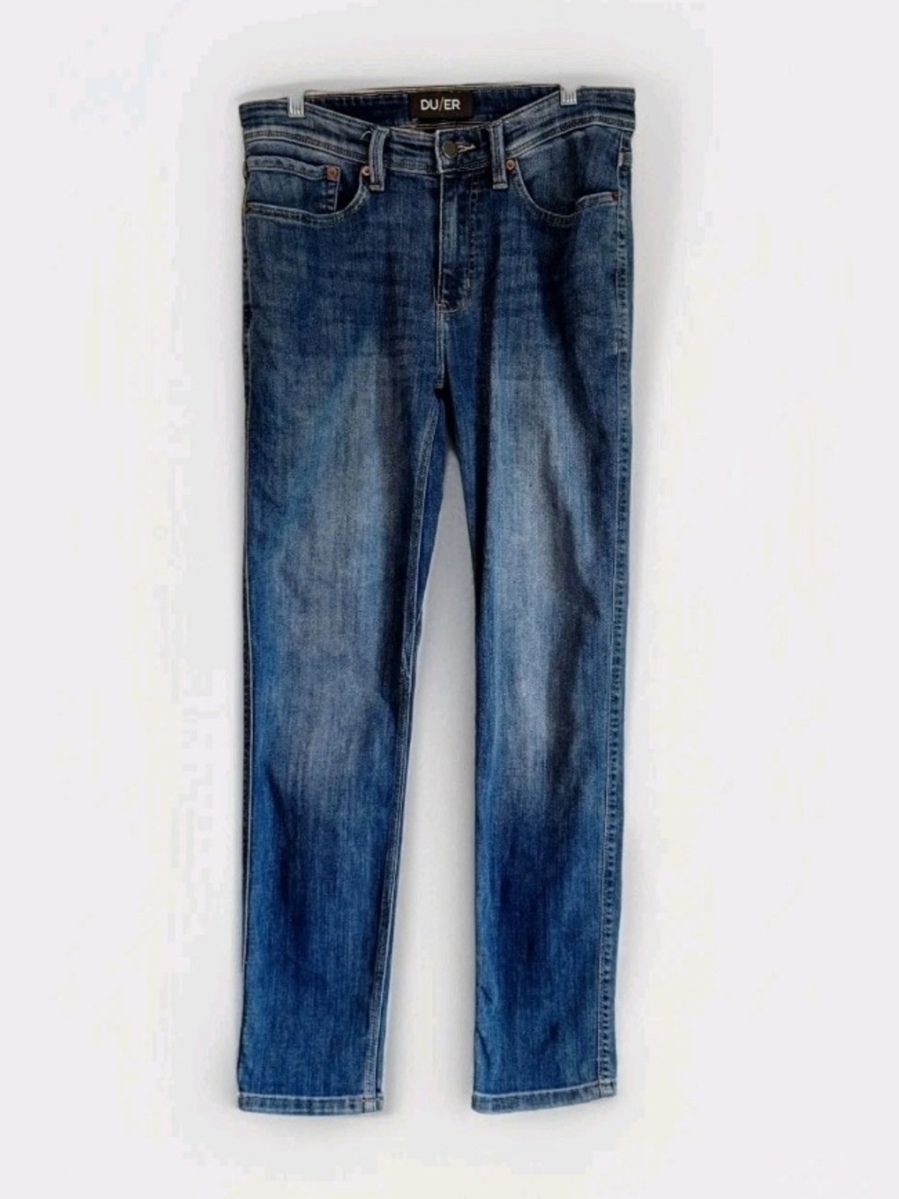 Du/er Jeans Mens 32x32 Blue Slim Stretch Mid Rise Dark Wash Denim